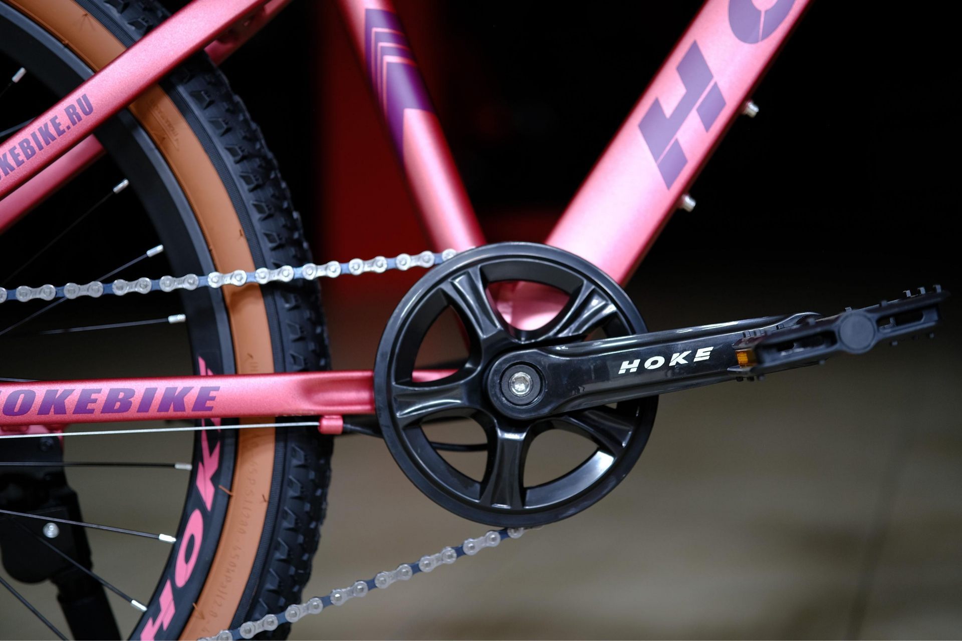Система (шатун) сталь 36T
 HOKE ONE WAY 24 матовый розовый-фиолетовый